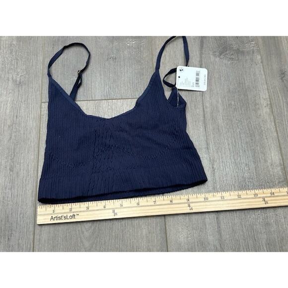NWT Free People Womens Kickback Seamless Bra Textured Cutout Back Navy Size XS/S - Picture 7 of 7